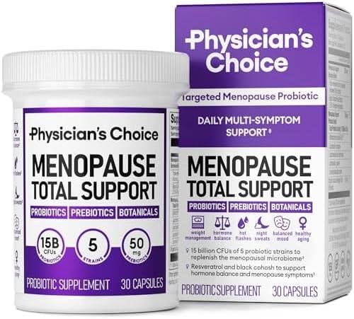 Physician's CHOICE Menopause Probiotic Supplement for Women - Supports Hormone Balance, Hot Flashes, Night Sweats, Weight Management, Bloating & Gut Health - with Black Cohosh, Resveratrol+ - 30ct