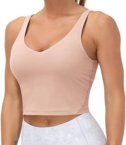 THE GYM PEOPLE Womens' Sports Bra Longline Wirefree Padded with Medium Support