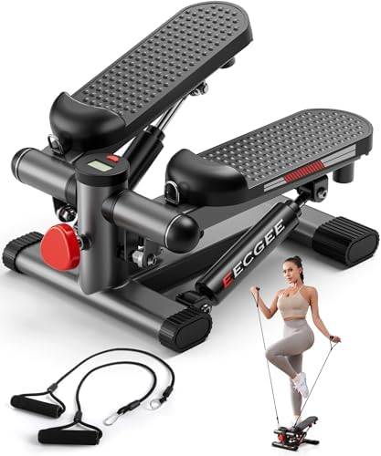 Steppers for Exercise at Home,Mini Stepper with Exercise Equipment for Home Workouts,Hydraulic Fitness Stair Stepper with Resistance Band & Calories Count 350lbs Weight Capacity