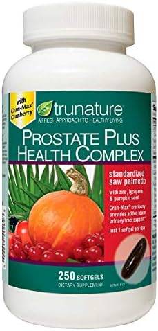 TruNature Prostate Plus Health Complex - Saw Palmetto with Zinc, Lycopene, Pumpkin Seed - 250 Softgels