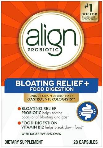 Align Probiotic Bloating Relief + Food Digestion, Probiotics for Women and Men, #1 Doctor Recommended Brand‡, Promotes Digestive Health and Helps Support the Metabolism of Food*, 28 Capsules