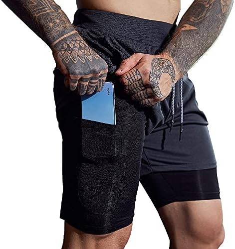 JWJ Men's 2 in 1 Workout Running Shorts 7 Inch Lightweight Athletic Gym Shorts with Compression Liner